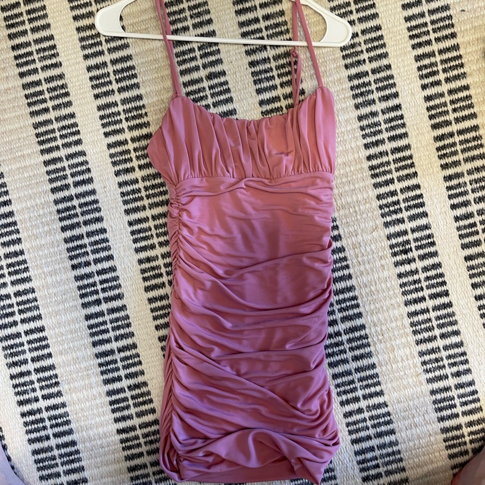 Lovers + Friends pink mini dress runched on both sides